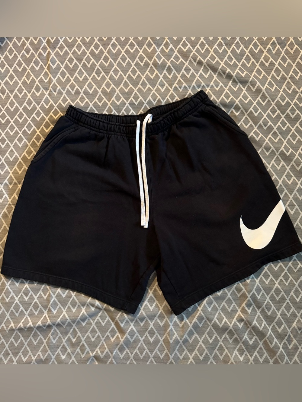 Nike Black Athletic Shorts with White Swoosh